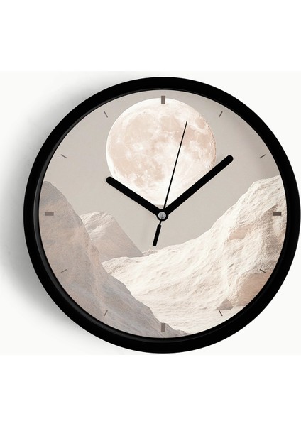 Soyut - Bohem - Doğa Modern Duvar Saati - 25CM - Önü Camlı Siyah Kasa - Sessiz Mekanizma