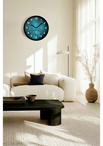 Soyut Gece Görüşü Modern Duvar Saati - 25CM - Önü Camlı Siyah Kasa - Sessiz Mekanizma fiyatları