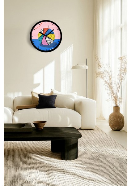 Soyut Renkli Basketbol Topu Tasarım Modern Duvar Saati - 25CM - Önü Camlı Siyah Kasa fiyatları