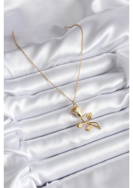 316L Çelik Gold Renk Gül Model Kadın Kolye fiyatları