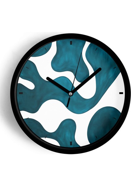 Soyut - Bohem Modern Duvar Saati - 25CM - Önü Camlı Siyah Kasa - Sessiz Mekanizma