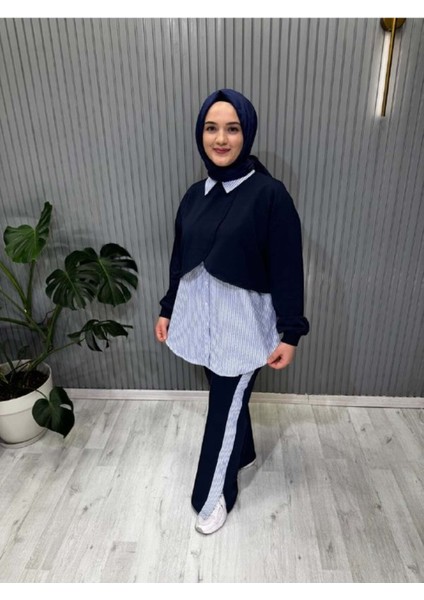 Çizgili Asimetrik Lyocell P.takım