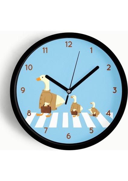 Sevimli Kazlar Çocuk Odası Duvar Saati - 25CM - Önü Camlı Siyah Kasa - Sessiz Mekanizma