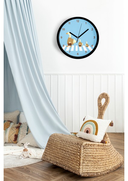 Sevimli Kazlar Çocuk Odası Duvar Saati - 25CM - Önü Camlı Siyah Kasa - Sessiz Mekanizma fiyatları