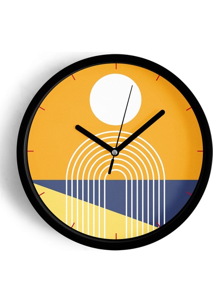 Modern Tasarım Duvar Saati - 42CM - Önü Camlı Siyah Kasa - Sessiz Mekanizma