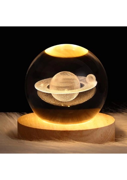 Saturn Işıklı Cam Küre Cap 6 cm Kod 59