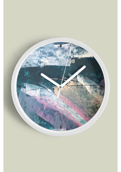 Soyut Modern Tasarım Duvar Saati - 25CM - Önü Camlı Beyaz Kasa - Sessiz Mekanizma