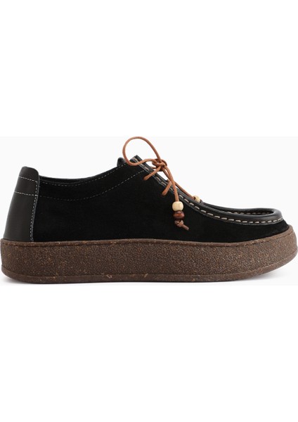 Polin Hakiki Deri Siyah Süet Bağcıklı Günlük Loafer Ayakkabı fiyatları