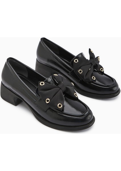 Ivet Siyah Fiyonk Detaylı Topuklu Loafer Kadın Ayakkabı fırsatları
