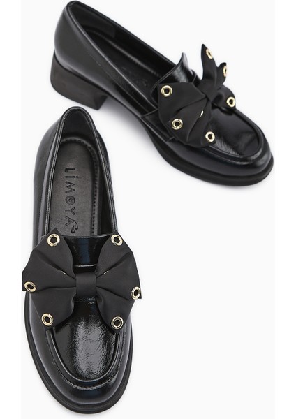 Ivet Siyah Fiyonk Detaylı Topuklu Loafer Kadın Ayakkabı indirimleri