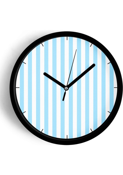 Renkli Çizgili Modern Tasarım Duvar Saati - 25CM - Önü Camlı Siyah Kasa - Sessiz Mekanizma