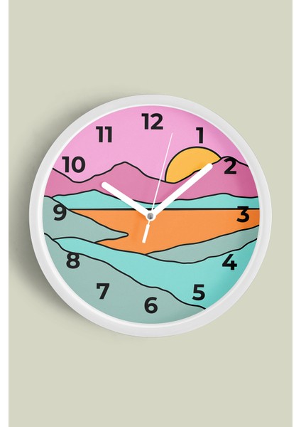 Modern Duvar Saati - 25CM - Önü Camlı Beyaz Kasa - Sessiz Mekanizma