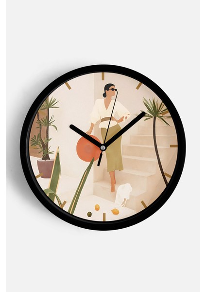 Soyut Tasarım Modern Duvar Saati - 25CM - Önü Camlı Siyah Kasa - Sessiz Mekanizma