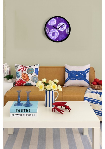 Soyut Çiçek Illüstrasyonlu Minimalist Modern Duvar Saati - 25CM - Önü Camlı Siyah Kasa fiyatları