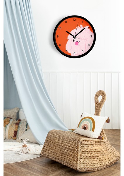 Süslü Köpek Tasarım Modern Duvar Saati - Çocuk Odası Duvar Saati - 25CM - Önü Camlı Siyah Kasa fiyatları