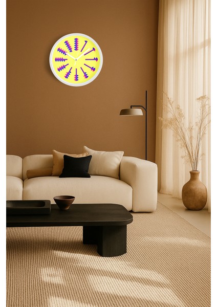 Soyut - Geometrik Temalı Modern Duvar Saati - 25CM - Önü Camlı Beyaz Kasa - Sessiz Mekanizma fiyatları