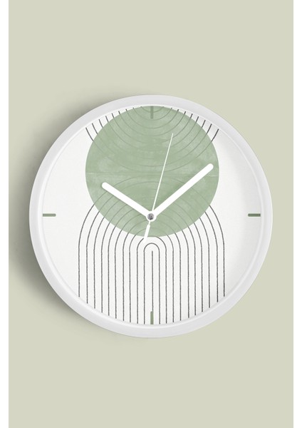 Soyut Tasarım Modern Duvar Saati - 25CM - Önü Camlı Beyaz Kasa - Sessiz Mekanizma