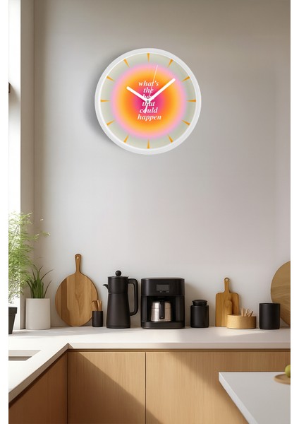 Modern Yazılı Tasarım - What’s The Best That Could Happen Duvar Saati - 25CM - Önü Camlı Beyaz Kasa fiyatları
