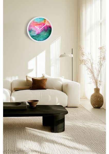 Soyut - Bohem Modern Duvar Saati - 25CM - Önü Camlı Beyaz Kasa - Sessiz Mekanizma fiyatları