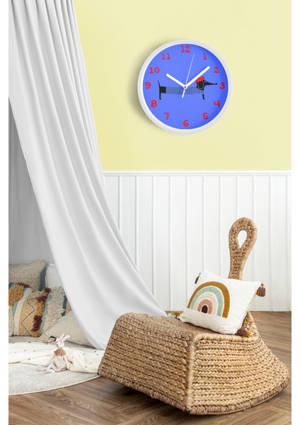 Ressam Köpek Modern Duvar Saati - 25CM - Önü Camlı Beyaz Kasa - Sessiz Mekanizma fiyatları