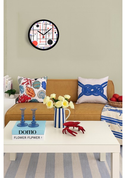 Soyut Geometrik Temalı Modern Duvar Saati - 25CM - Önü Camlı Siyah Kasa - Sessiz Mekanizma fiyatları