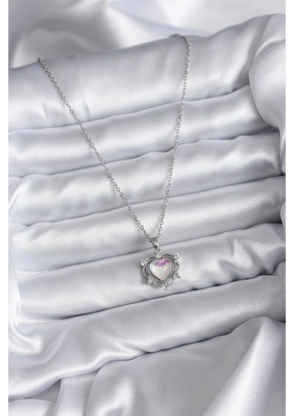 316L Çelik Zincir Gümüş Renk Kalp Model Kadın Kolye fiyatları