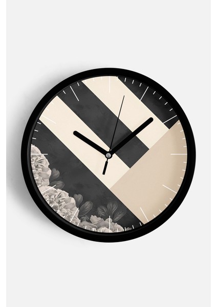 Soyut Tasarım Modern Duvar Saati - 42CM - Önü Camlı Siyah Kasa - Sessiz Mekanizma