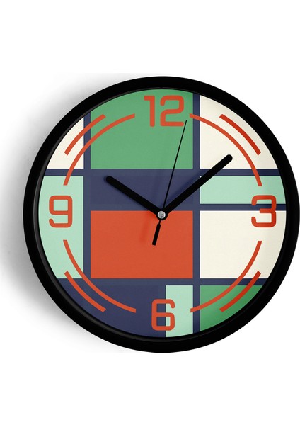 Modern Tasarım Duvar Saati - 42CM - Önü Camlı Siyah Kasa - Sessiz Mekanizma
