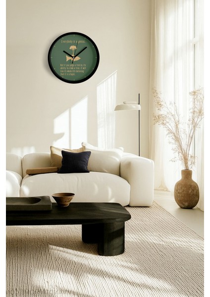 ' Everybody Is A Genius '' Yazıllı Modern Tasarım Duvar Saati - 42CM - Önü Camlı Siyah Kasa fiyatları