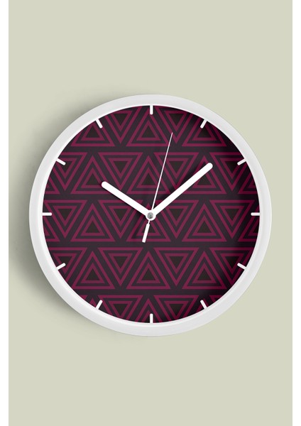 Geometrik Desenli Modern Tasarım Duvar Saati - 25CM - Önü Camlı Beyaz Kasa - Sessiz Mekanizma