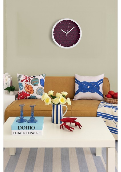 Geometrik Desenli Modern Tasarım Duvar Saati - 25CM - Önü Camlı Beyaz Kasa - Sessiz Mekanizma fiyatları