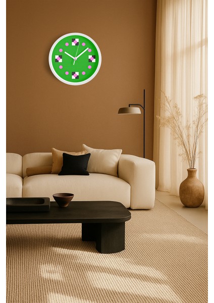 Soyut - Geometrik Temalı Modern Duvar Saati - 25CM - Önü Camlı Beyaz Kasa - Sessiz Mekanizma fiyatları