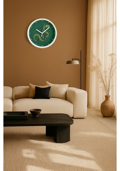 Soyut Yılan Temalı Modern Duvar Saati - 25CM - Önü Camlı Beyaz Kasa - Sessiz Mekanizma fiyatları