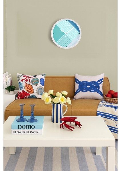 Soyut - Bohem - Geometrik Temalı Modern Duvar Saati - 25CM - Önü Camlı Beyaz Kasa - Sessiz Mekanizma fiyatları