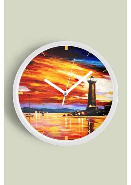 Soyut - Bohem - Geometrik Temalı Modern Duvar Saati - 25CM - Önü Camlı Beyaz Kasa - Sessiz Mekanizma