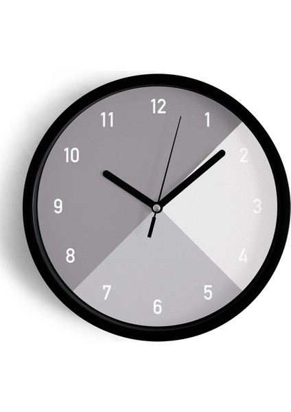 Soyut - Geometrik Temalı Modern Duvar Saati - 25CM - Önü Camlı Siyah Kasa - Sessiz Mekanizma