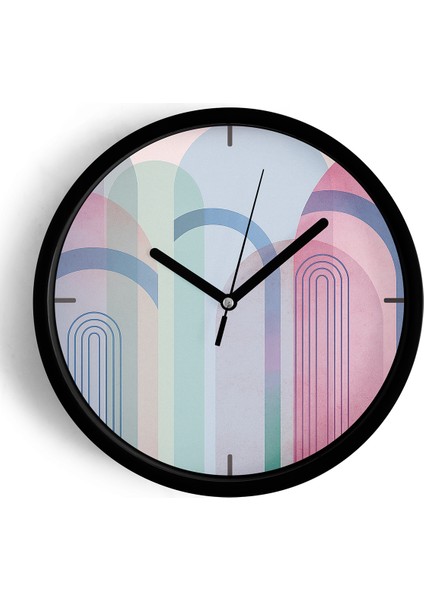 Soyut Tasarım Modern Duvar Saati - 25CM - Önü Camlı Siyah Kasa - Sessiz Mekanizma