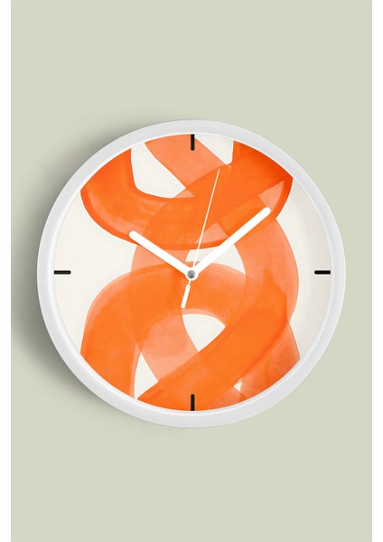 Soyut Tasarım Modern Duvar Saati - 25CM - Önü Camlı Beyaz Kasa - Sessiz Mekanizma