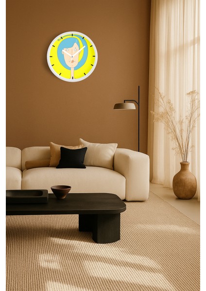 Mavi Saç Modern Duvar Saati - 25CM - Önü Camlı Beyaz Kasa - Sessiz Mekanizma fiyatları