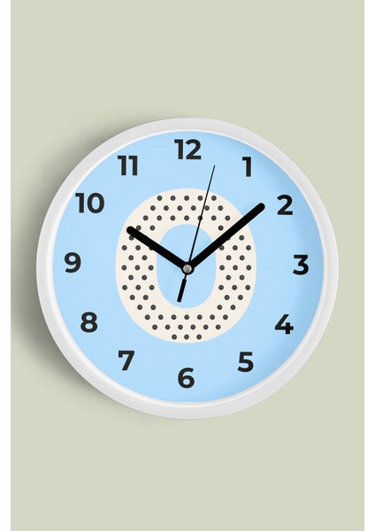 O Harfi Erkek Odası Duvar Saati - 25CM - Önü Camlı Beyaz Kasa - Sessiz Mekanizma