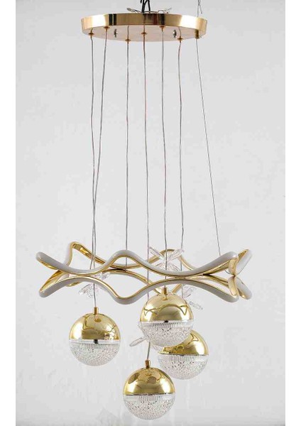 Armoni Model 4toplu 3 Renk Anahtardan Gold Salon Oturma Odası Modern Ledli Avize