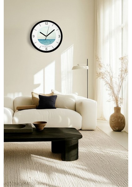 Soyut Doğa Manzara Temalı Modern Duvar Saati - 25CM - Önü Camlı Siyah Kasa - Sessiz Mekanizma fiyatları