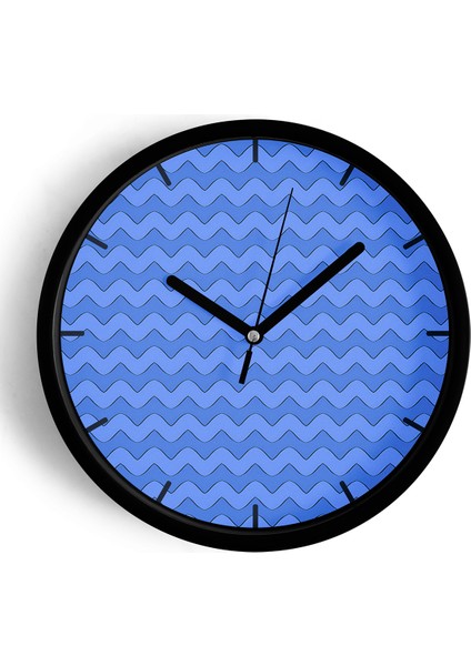 Dalgalı Tasarım Modern Duvar Saati - 25CM - Önü Camlı Siyah Kasa - Sessiz Mekanizma