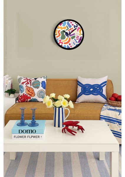 Soyut - Geometrik Temalı Modern Duvar Saati - 25CM - Önü Camlı Siyah Kasa - Sessiz Mekanizma fiyatları