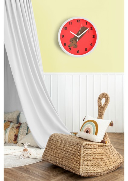 Köpek Tasarım Modern Duvar Saati - Çocuk Odası Duvar Saati - 25CM - Önü Camlı Beyaz Kasa fiyatları