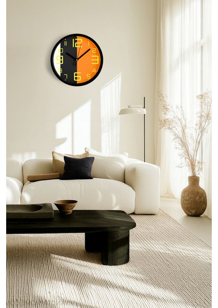 Modern Tasarım Duvar Saati - 25CM - Önü Camlı Siyah Kasa - Sessiz Mekanizma fiyatları