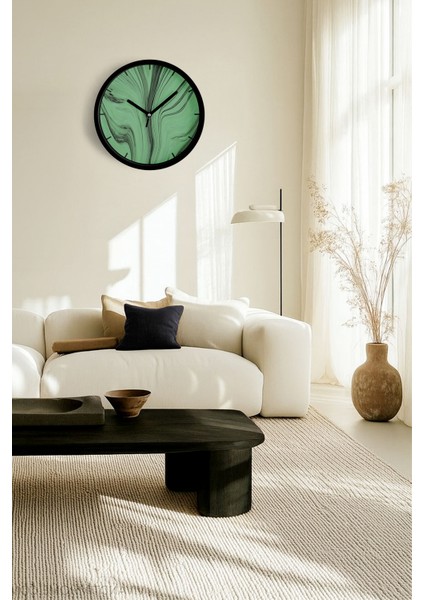 Modern Sanatsal Renk Dalgaları Duvar Saati - 25CM - Önü Camlı Siyah Kasa - Sessiz Mekanizma fiyatları