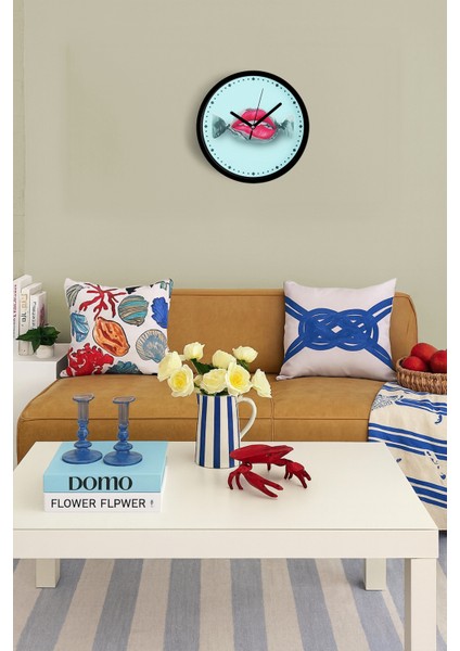 Şeker Dudak Modern Duvar Saati - 25CM - Önü Camlı Siyah Kasa - Sessiz Mekanizma fiyatları
