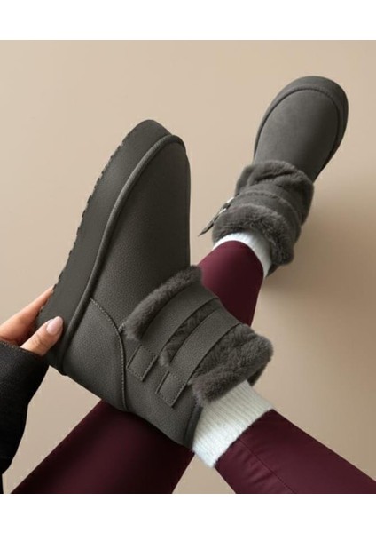 Içi Tüylü Dışı Süet Kemerli Tokalı Kürklü Yüksek Taban Kadın Bot fiyatları