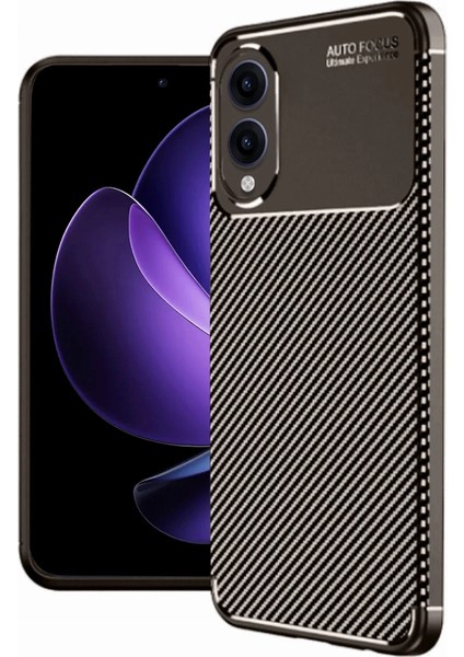 Samsung Galaxy S25 Edge Kılıf Auto Focus Karbon Kapak - Kahverengi